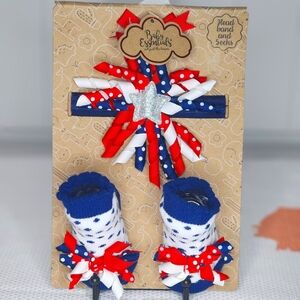 2pc Red White & Blue NB Headband and Socks